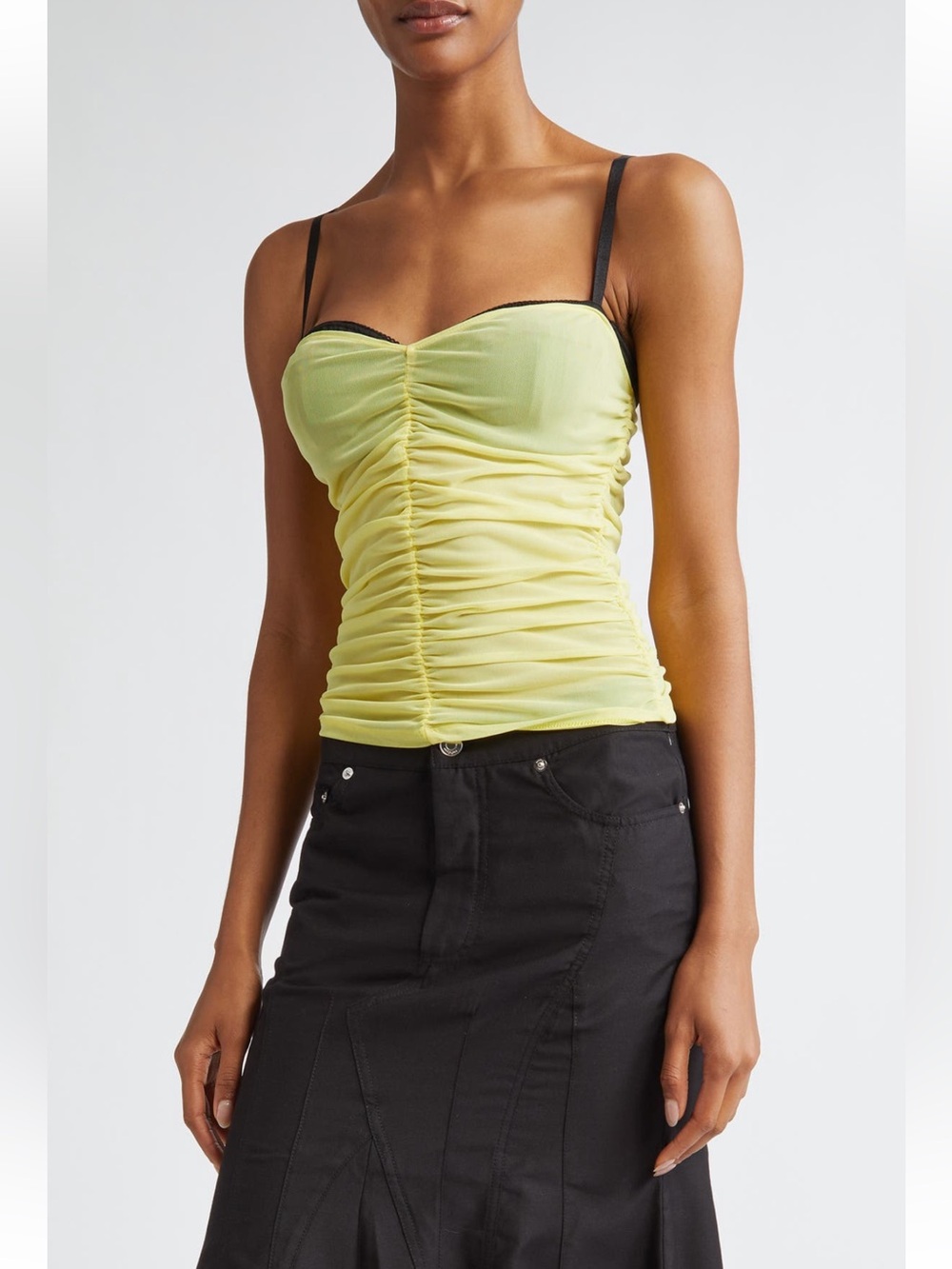 Miaou Renzo Ruched Mesh Tube Top tank top shirt small NWT